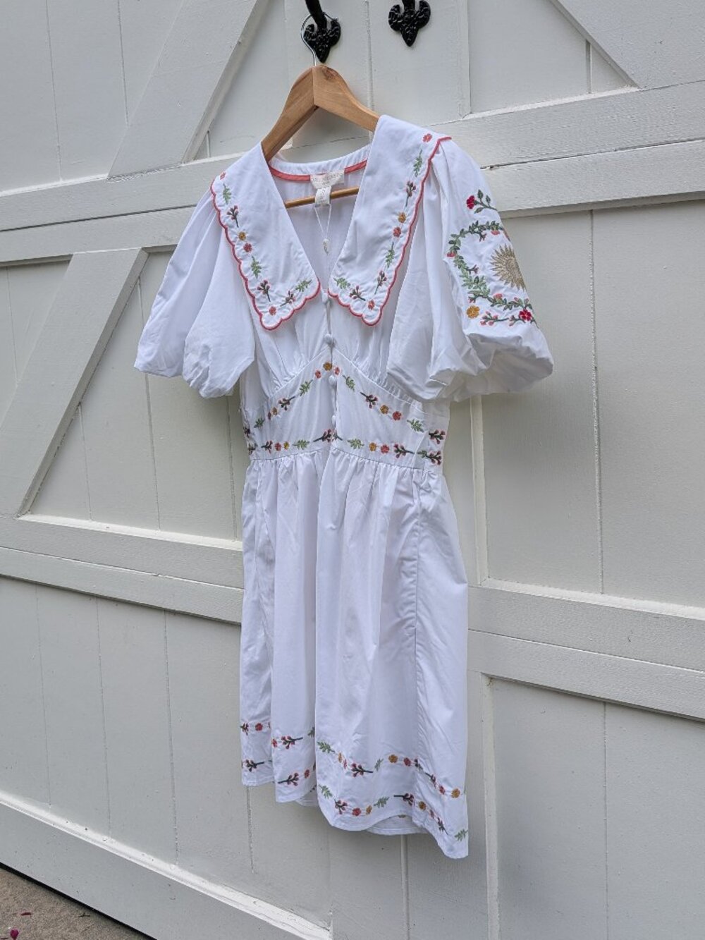 NWT Caroline Constas Embroidered Oversized Collar Mini Dress